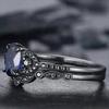 Blue Zircon Ring, European and American Fashion Ring Ins Wedding Engagement Retro Diamond Ring