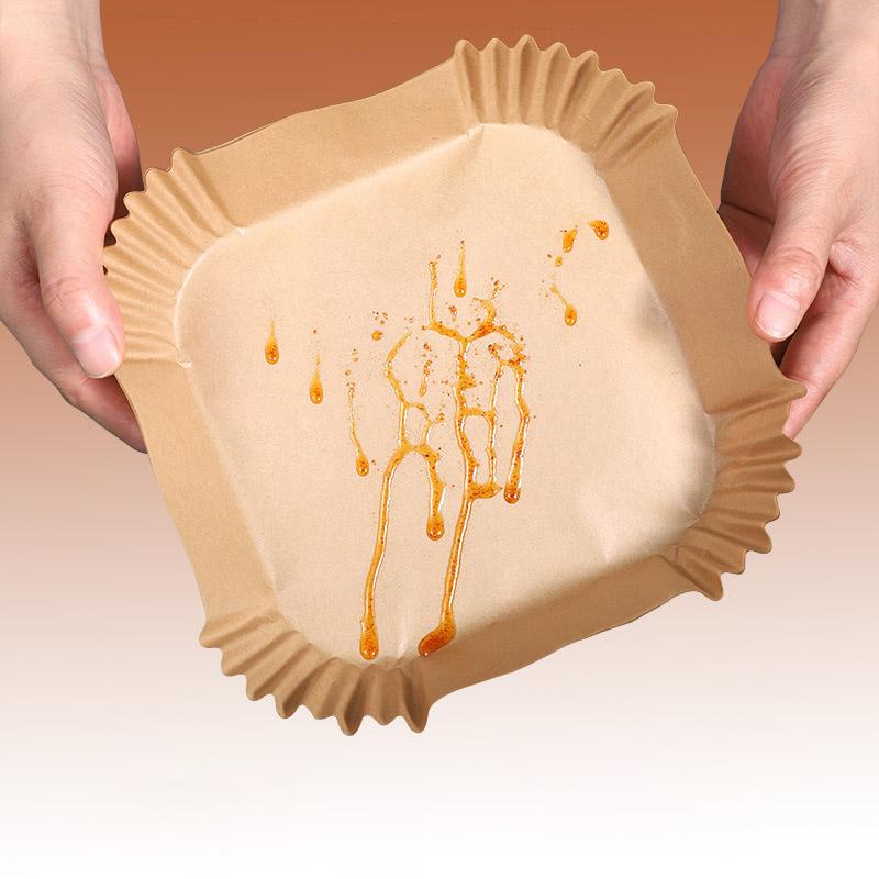 Air Fryer Papper Engångs Kök Bakning Airfryer Mat Non-stick Airfryer Bakpapper Runda Fyrkantiga Air-Fryer Pappersinsatser