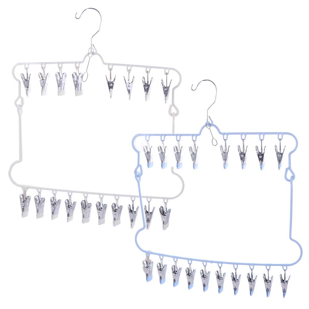 Household Windproof Drying Rack Folding Laundry Hanger Stainless Steel Clothespin  Balcony