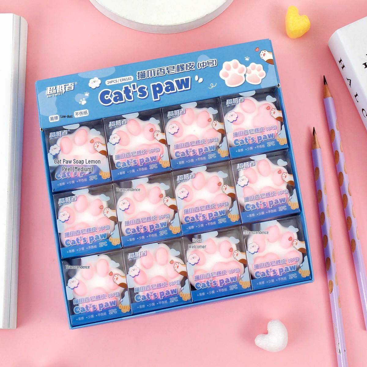 

Мультяшный ластик в форме кошачьей лапки для студентов и призов для детского сада 3 pieces mixed