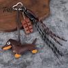 Handbag Decorative Pendant Faux Leather Dachshund Keychain Pendant, Cartoon Dog Hanging Keyring Decor with Braided Rope, Accessories Metal Carabiner
