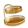 Double Layer Pastry Tray Decorative Copper Gold Biscuits Dessert Display Plate for Wedding