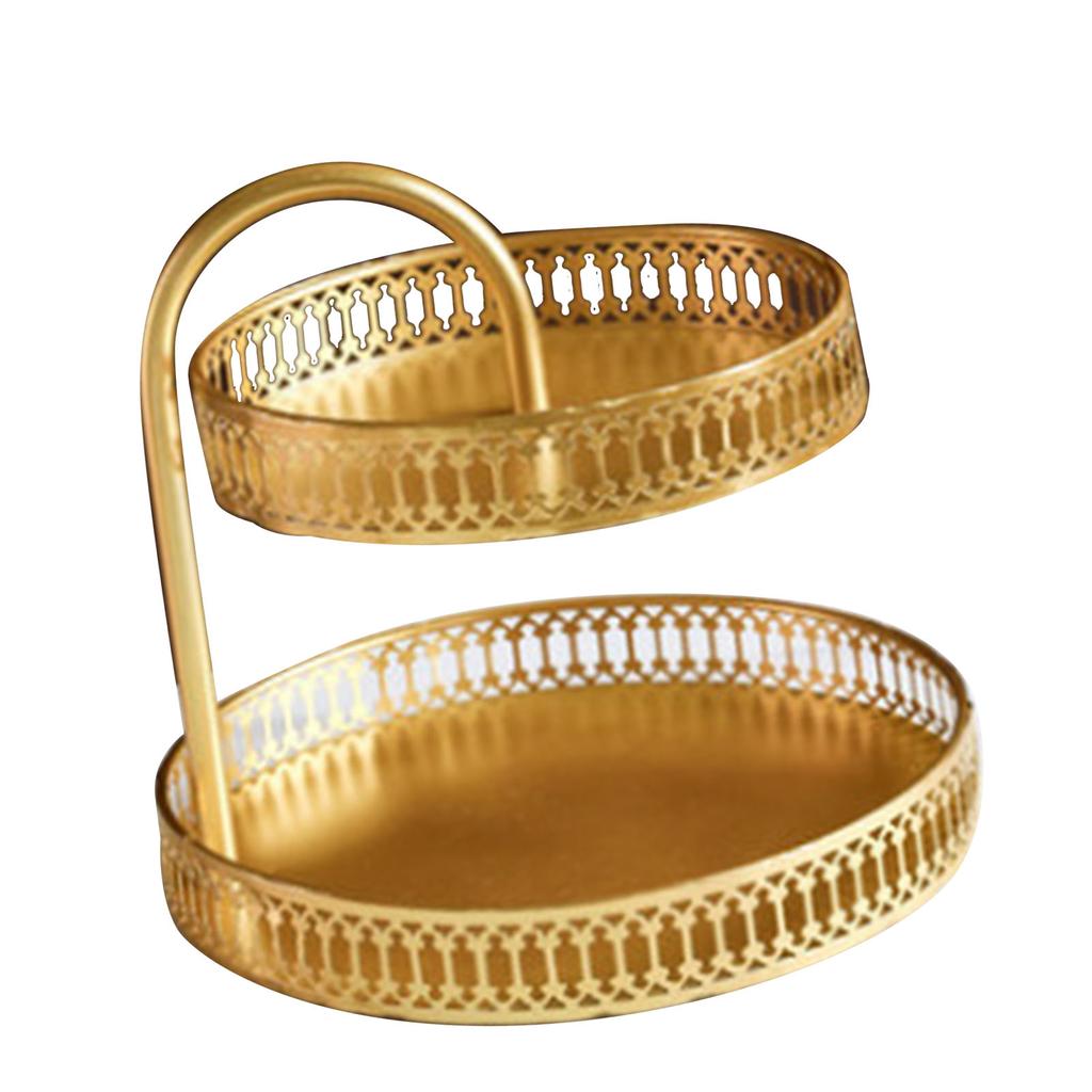 Double Layer Pastry Tray Decorative Copper Gold Biscuits Dessert Display Plate for Wedding