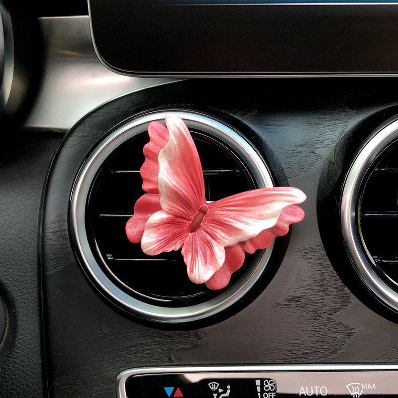 Butterfly and Flower Car Fragrance Perfume Car Air Vent Decoration Flower Ornament for Girls Car Interior Decoration Diffuser Stone