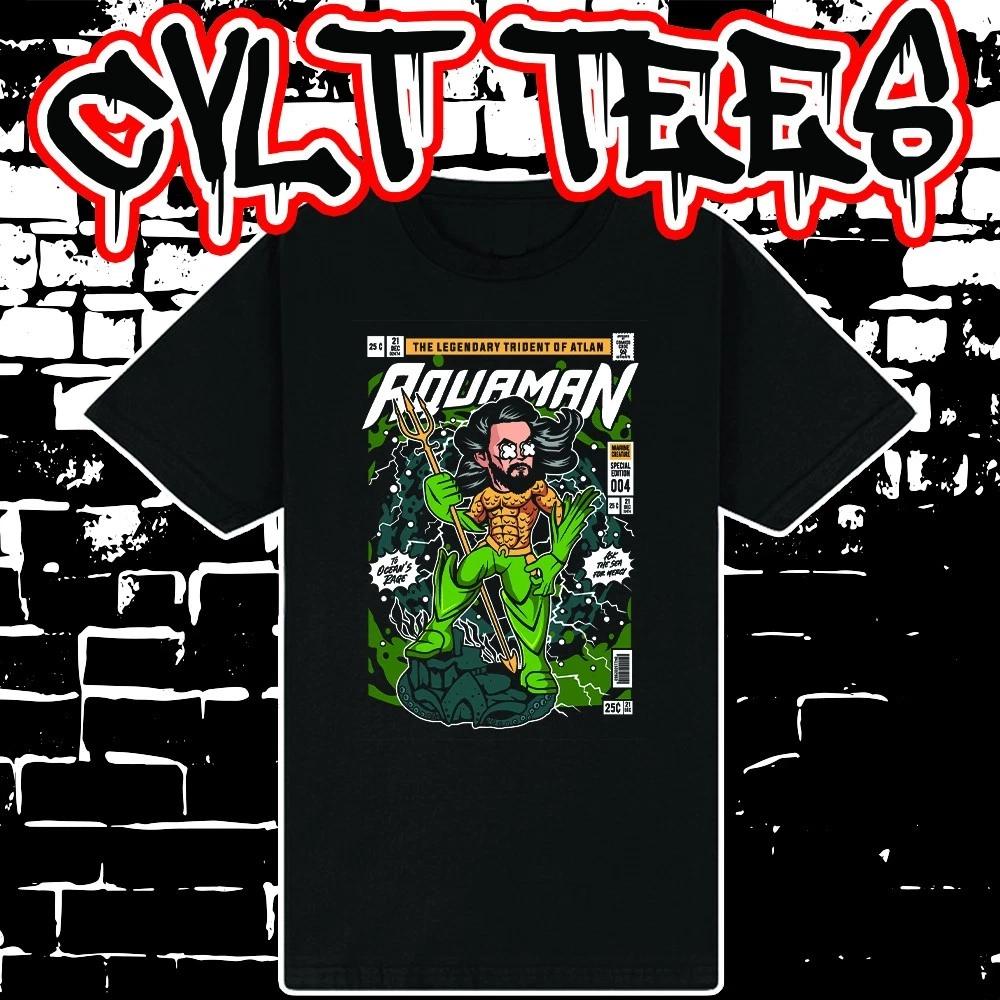 Men s and Women s T-shirts Aquaman Comic Book Cover style Tee ~ 100% Cotton XXL