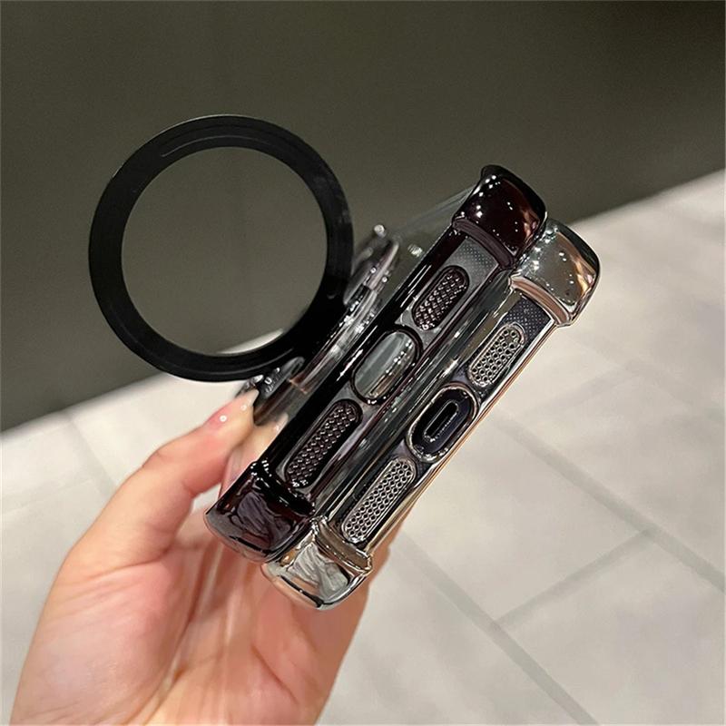 Für iPhone 16 Pro Max Luxus Transparent Halter Ständer Beschichtung Rahmen Handyhülle Für iPhone 11 12 13 14 15 16 Pro Plus Objektiv Schutzhülle