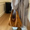 Yogodlns Faux Suede Women's Hollow Flower Shoulder Bags Matte Leather Female Underarm Bag Vintage Large Capacity Female Tote Handbags