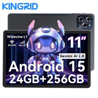 KINGRID W90 11 Zoll Tablet Android 15, 24GB RAM 256GB Speicher(2 TB TF),Großes Display Widevide L1, Octa-Core T615, 8000 mAh, 5G WiFi, 4G LET, 18 W