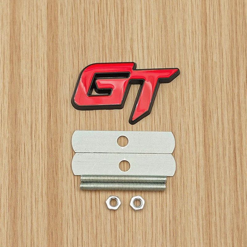 Qtxgl4 1PC 3d Metal Red Black Letters GT Logo Car Front Grille Badge Emblem for Auto GT Decal Accessories
