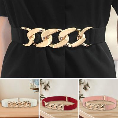 Taillengürtel Goldene polierte Metallkette Schnalle Elastisch Elegant Breite Damen Kleid Hemd Mantel Gürtel Kleidung Accessoires