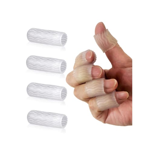 

LUSAS Finger Supports, Heberden s Node Supports, Silicone Fingertip Protection, Suitable for Housework, Office Work, and Medical Use, Set of 4 (Medium