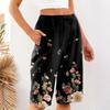 Women's Summer Fashion Retro Floral Polka Dot Print Knee Length Lightweight Elastic Waist Casual Pocket Shorts