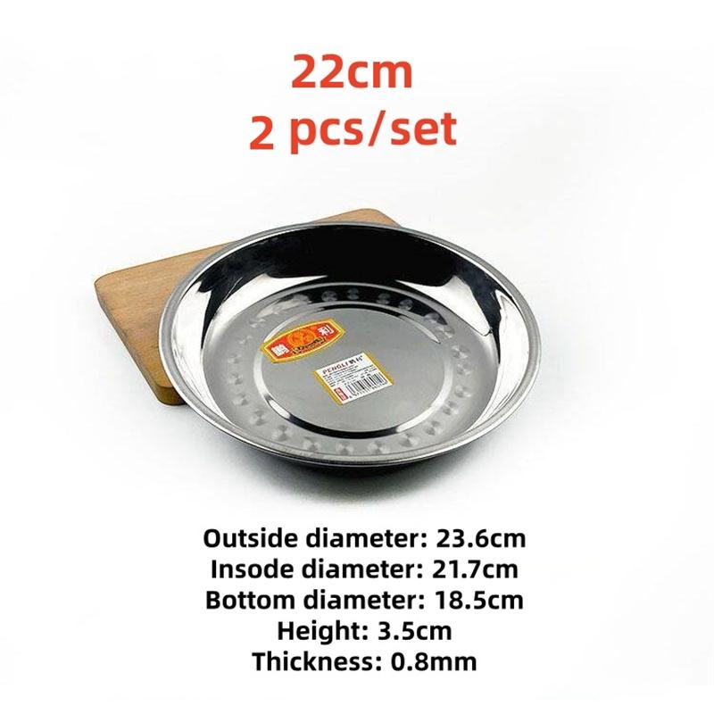 10 pcs or 2 pcs set Stainless Steel Round small pepper soy sauce dish tray Food Serving Bowls BBQ dinner set plates and dishes