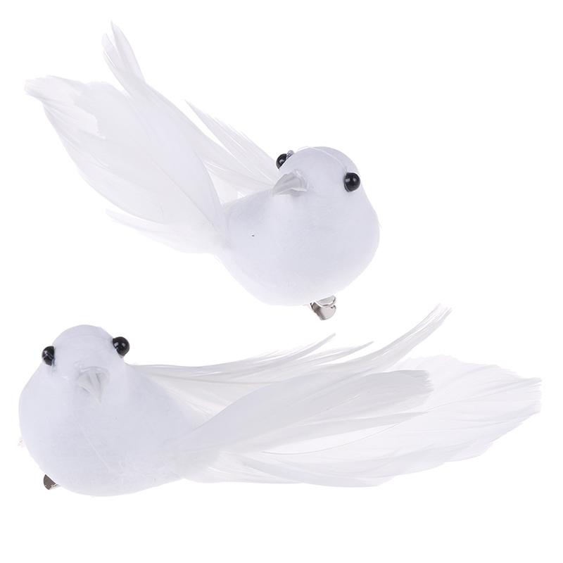 2Pcs Birds Simulation Artificial Feather Doves Feather Park Mall Ornament