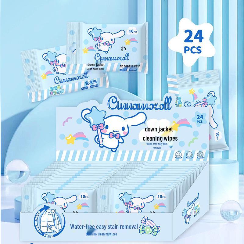 Sanrio Hello Kitty Влажные салфетки для чистки пуховиков без смывания - Удаление пятен, Портативные влажные салфетки для взрослых, Маленькая упаковка