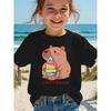 European Size Summer Fashion Girls' Short-Sleeve Ice Cream Cartoon Print Casual Top