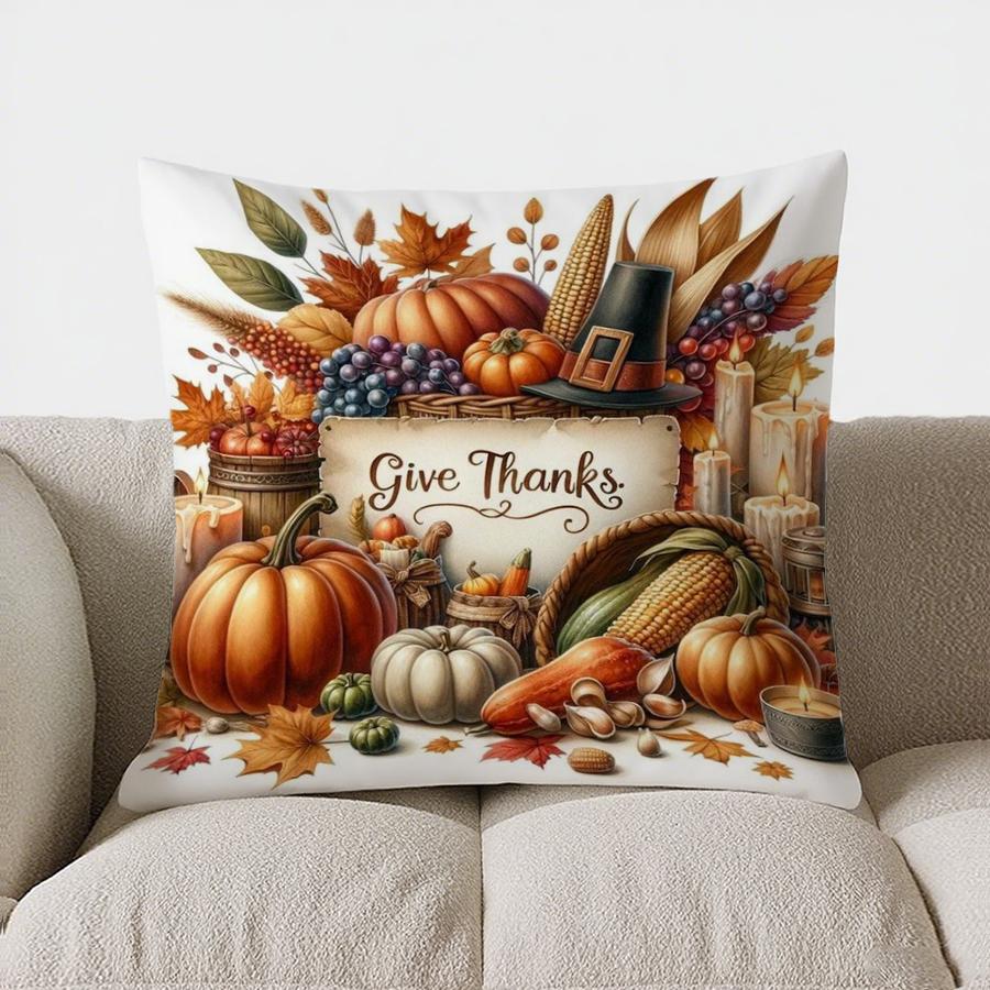Home Decor Hello Fall: Lantern & Autumn Floral Pillow Pattern Cushion Cover Suitable For Sofa Bedroom Car Pillow Cover