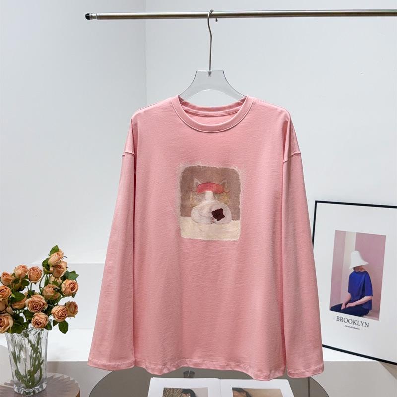 DS25 Autumn Kitten-Themed Long Sleeve Sweatshirt Medium