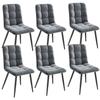 Set of 6 HavenlyHome Dining Room Chairs, Velvet Padded Seat, Ergonomics, Metal Leg, for Living Room, Bedroom, Gray