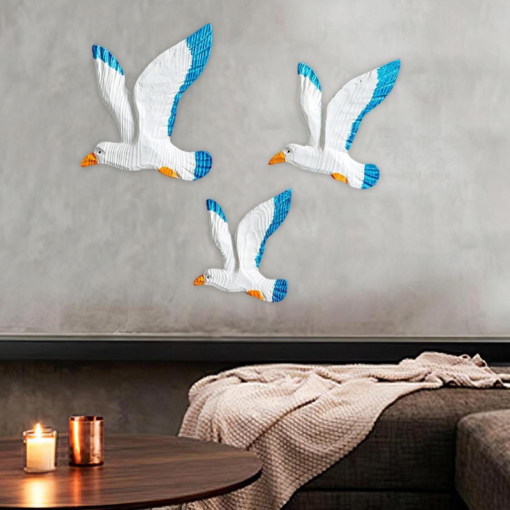 3 Stück Möwe Wanddeko Fliegende Vogel Skulpturen Harz Handgefertigt 3D Dekorationen