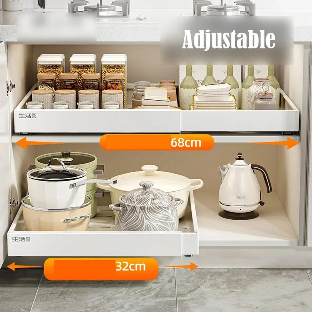 Tableware Storage Type Storage Rack Modern Simple Cabinet Pull Basket Spice Rack Retractable Kitchen Under Sink Cabinet Drawer