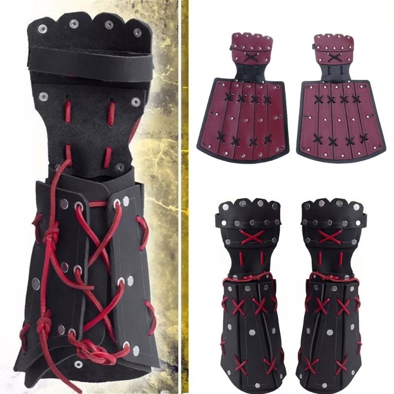 Kožená náramenní rukavice Středověká ochrana paže Kostým pro hraní rolí Nastavitelné nárameníky