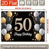 Geburtstagsparty Hintergrund Gold Schwarz Polyester Banner Fotokabinen Dekoration 49