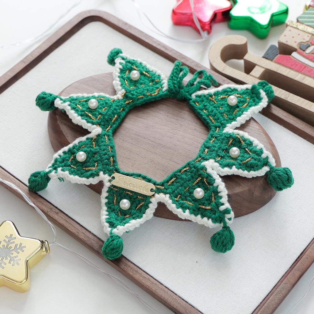 Pet Supplies Bib Hand Crocheted Snood Christmas Day Dog Cat Gold Label Saliva Towel Bib Collection