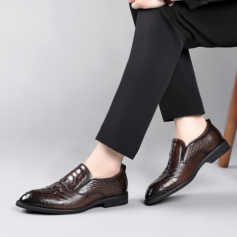 Fashion Alligator Pattern Casual Leather Shoes Brand Moccasin Driving Men Loafers Shoe Wedding Party Office Business Dress Shoes