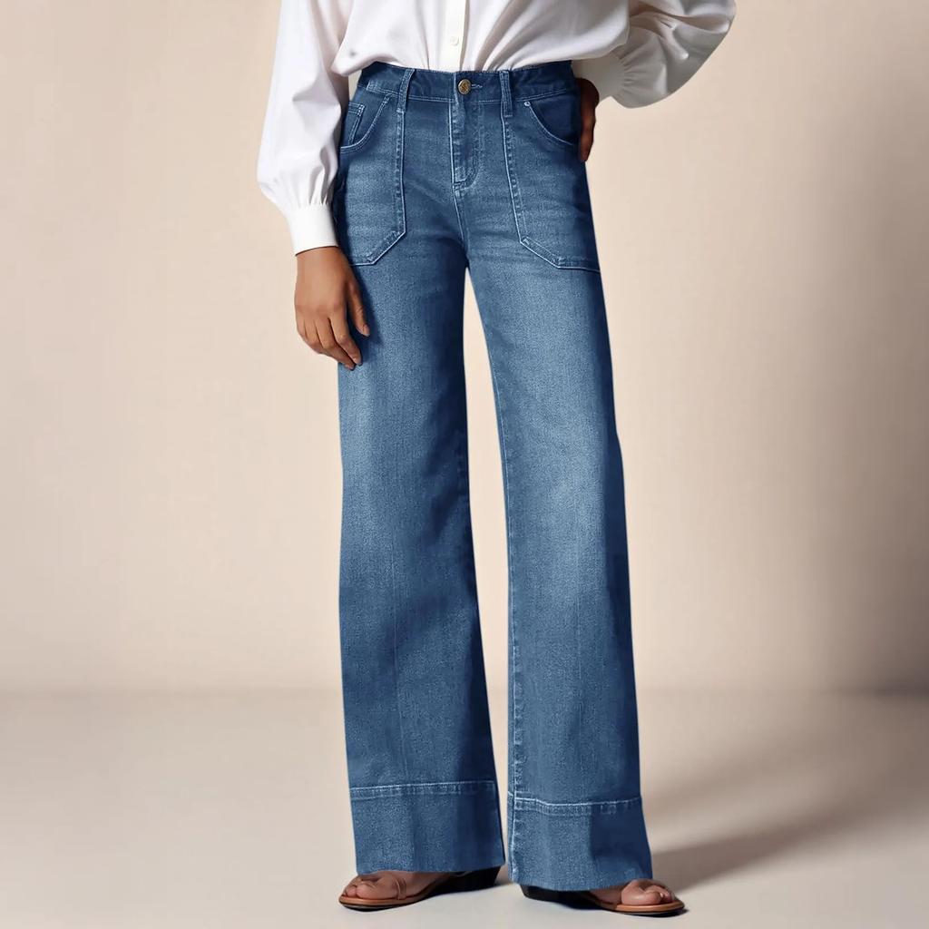 Ladies' Retro Straight Leg High Waisted Jeans