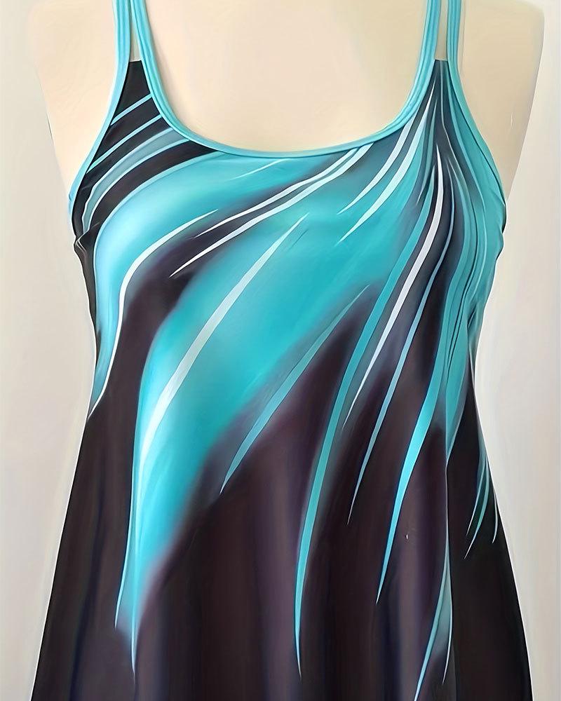 

2024 Большой размер Европейский и американский принт Спортивное бикини - Консервативный купальник из двух частей 2XL