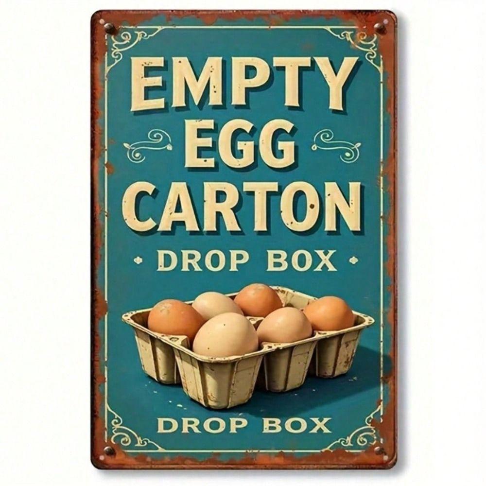 

Vintage Metal Poster Wall Art, Farm Egg Kitchen Decor