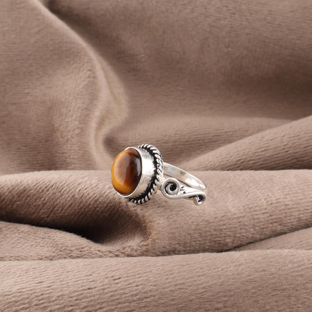 Yellow Tiger's Eye Gemstone Ring Jewelry, 925 Solid Sterling Silver Jewelry, Handmade Ring Gift For Women