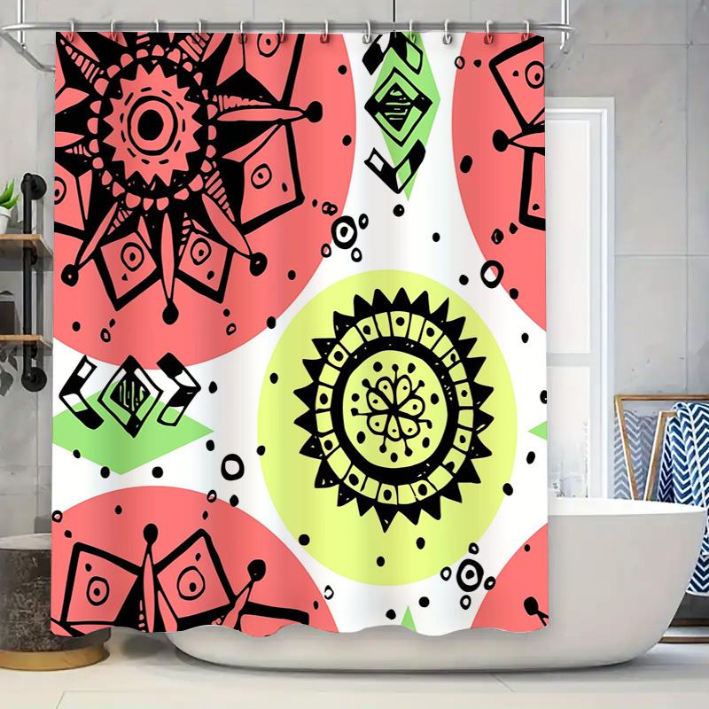 

Decorative Shower Curtain With Unique Mandala Pattern Pink Green Colorful Bath Tiling Backsplash Wall Decor Accessory For Bathro W60H190(CM)-1 Pcs