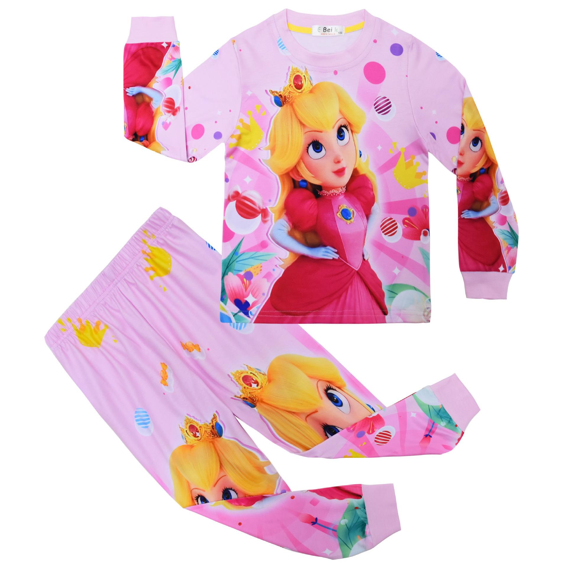 Super Mario Cartoon Digital Print Princess, Girls Children S Loungewear, Long-Sleeved Set 7759 110