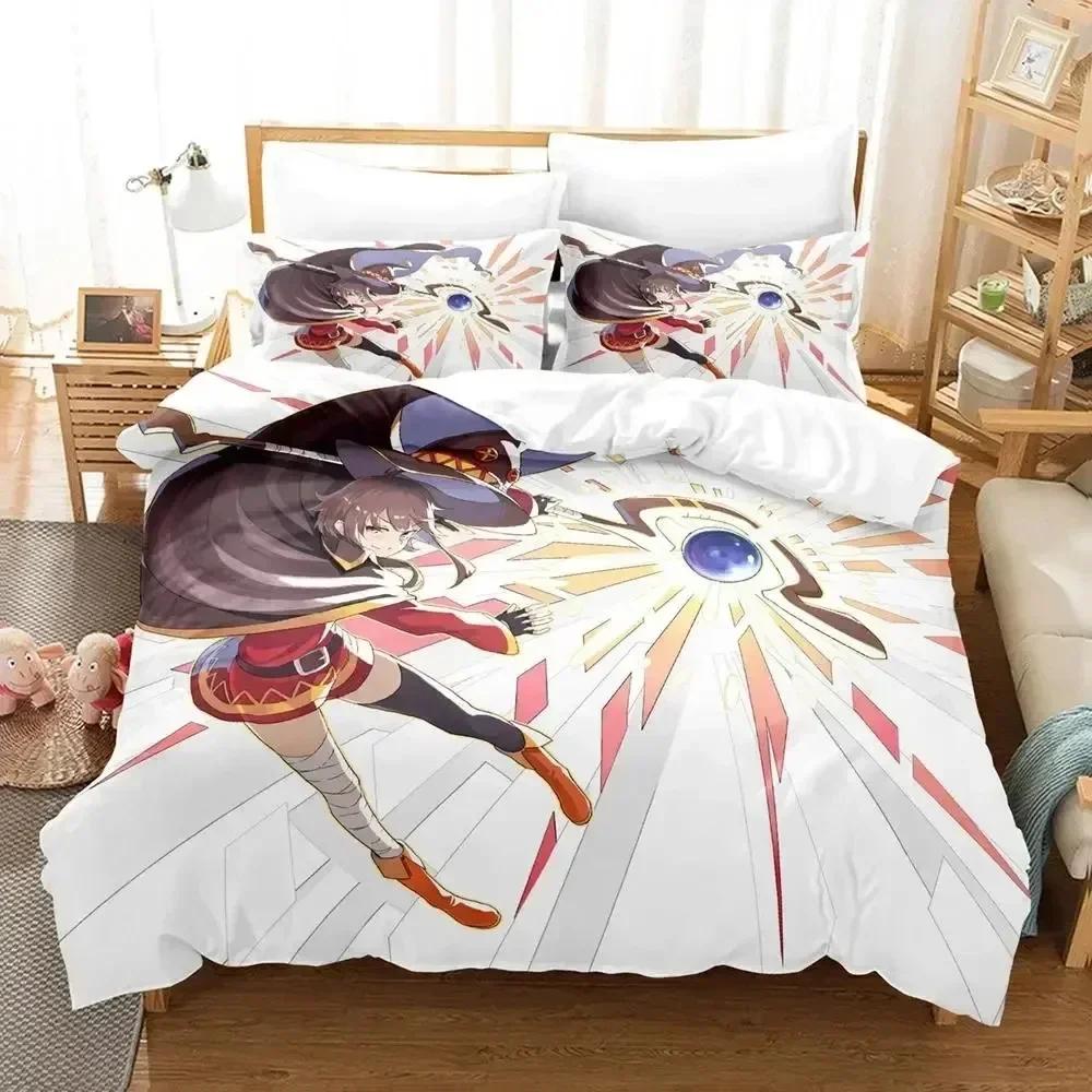 

3d KonoSuba Bedding Set Printed Bed Set With Pillowcase Bed Duvet Cover Soft Queen King Size Bedclothes Home Kids Adult 70x133cm 2pcs