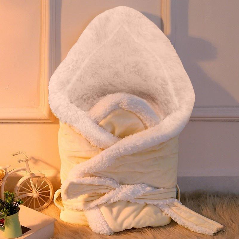 

Зимнее одеяло для маленьких мальчиков и девочек, двухслойная флисовая пеленка, спальный мешок для новорожденных, детское постельное белье, одеяло 80cm*80cm жёлтый