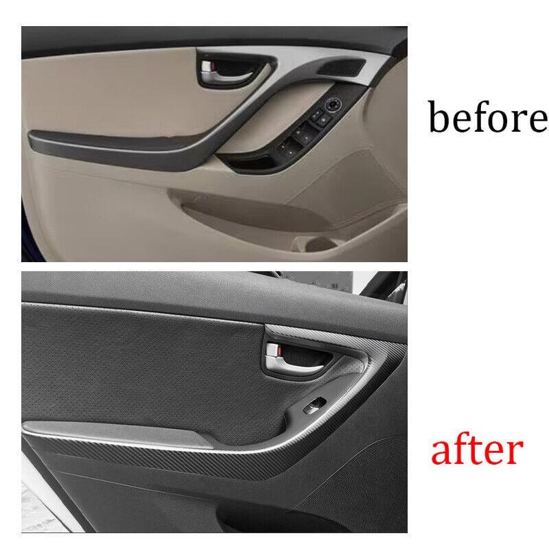 For Hyundai Elantra 11-16 Sticker Carbon Fiber Interior Door Armrest Panel Trim