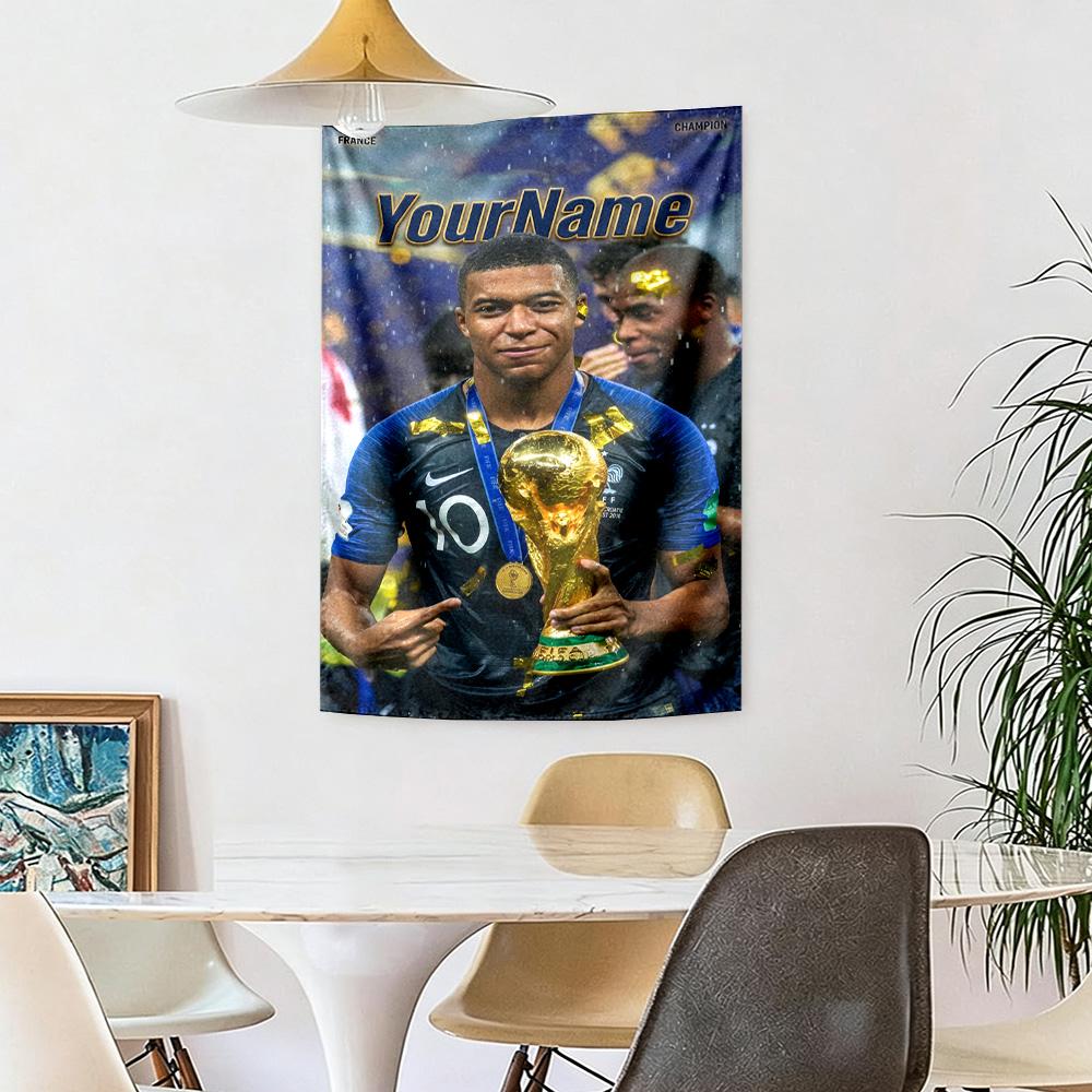 Mbappe Custom Your Name Wall Decor Tapestry Art For Pet Memorial Birthdaywedding Party Backdrop Family Gift