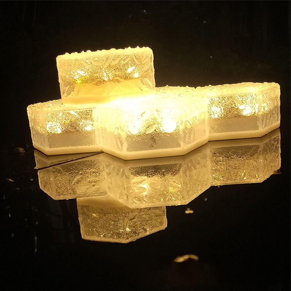 White/Warm White Light Ice Cube Brick Lights Solar Pathway Landscape Lamp  Outdoor