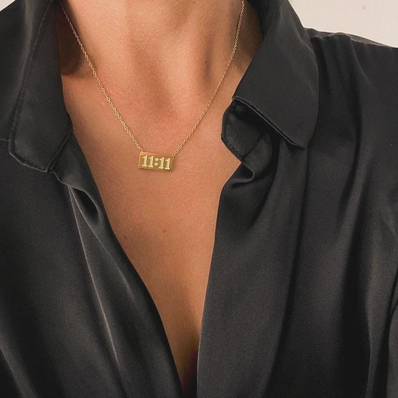 316L Rustfritt Stål Blokktall Halskjeder Foxanry Trendy Enkelt Kreativt Design Ikke-falmende Festesmykker Gaver EL0035