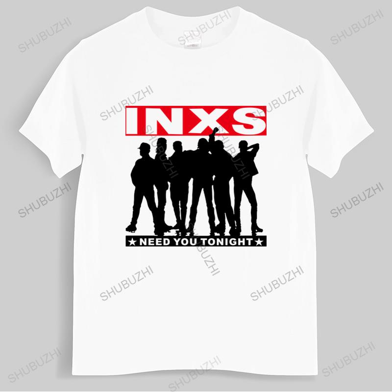 

Cotton Tshirt mens summer Tops INXS NEED YOU TONIGHT SINGLE KICK MICHAEL HUTCHENSE ROCK BAND TSHIRT Man Brand Tshirt 4XL