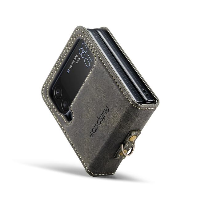 Antypoślizgowa skórzana składana obudowa Funda do Samsung Galaxy Z Flip4 Flip 4 5g Zflip4 Matowa, precyzyjna obudowa z wycięciem