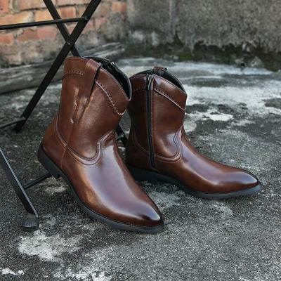 Mode Winter Herren Business Chelsea Boots Spitz Reißverschluss an der Seite Cowboy Ritterstiefel Vielseitige Mode Stiefeletten Größe 38-48 Herrenstiefel