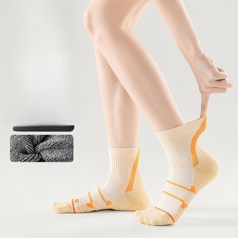 Women's Mid-calf Badminton Socks for Spring and Summer, Professional Running Sports Socks, Thickened Towel Bottom for Anti-slip