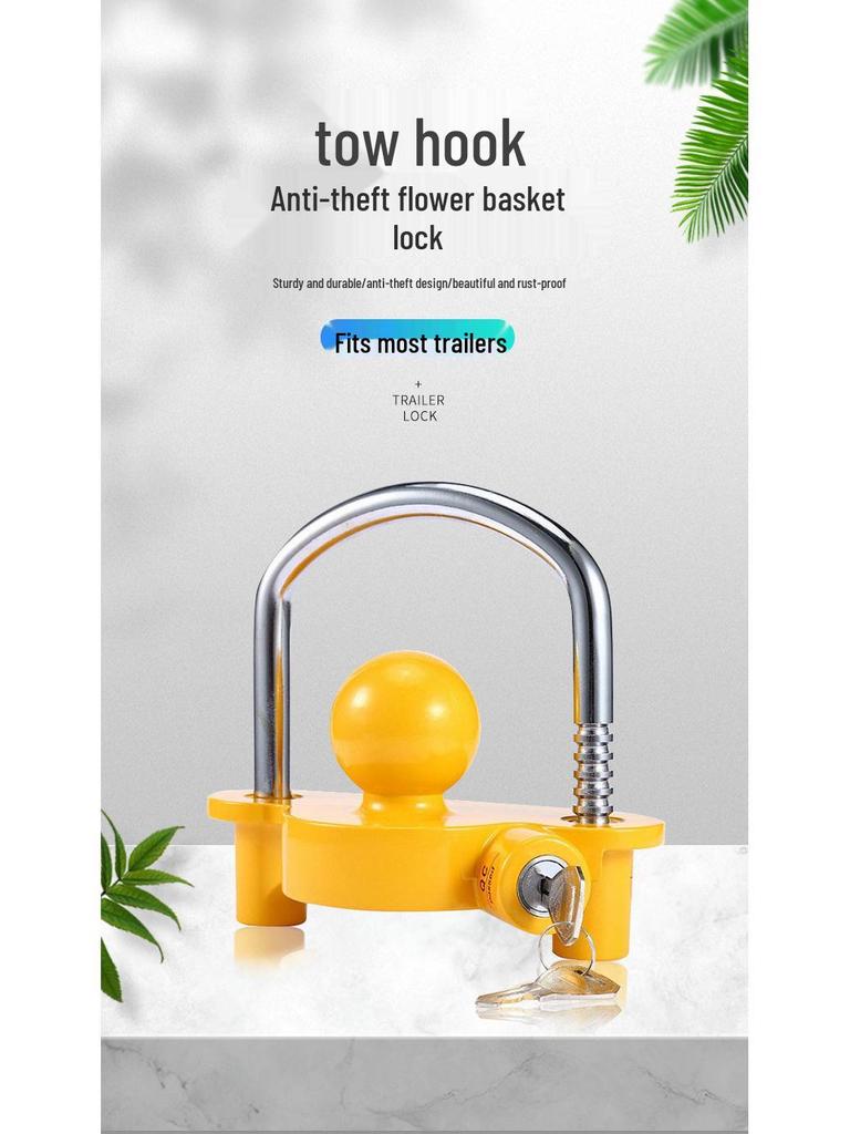 Aluminum Alloy U-Shaped Tow Hook Anti-Theft Lock for Cars, Yachts, RVs, and Ball Covers