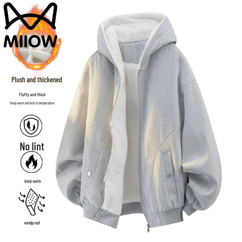 MaoRen Men's Casual Fleece-Lined Hooded Jacket