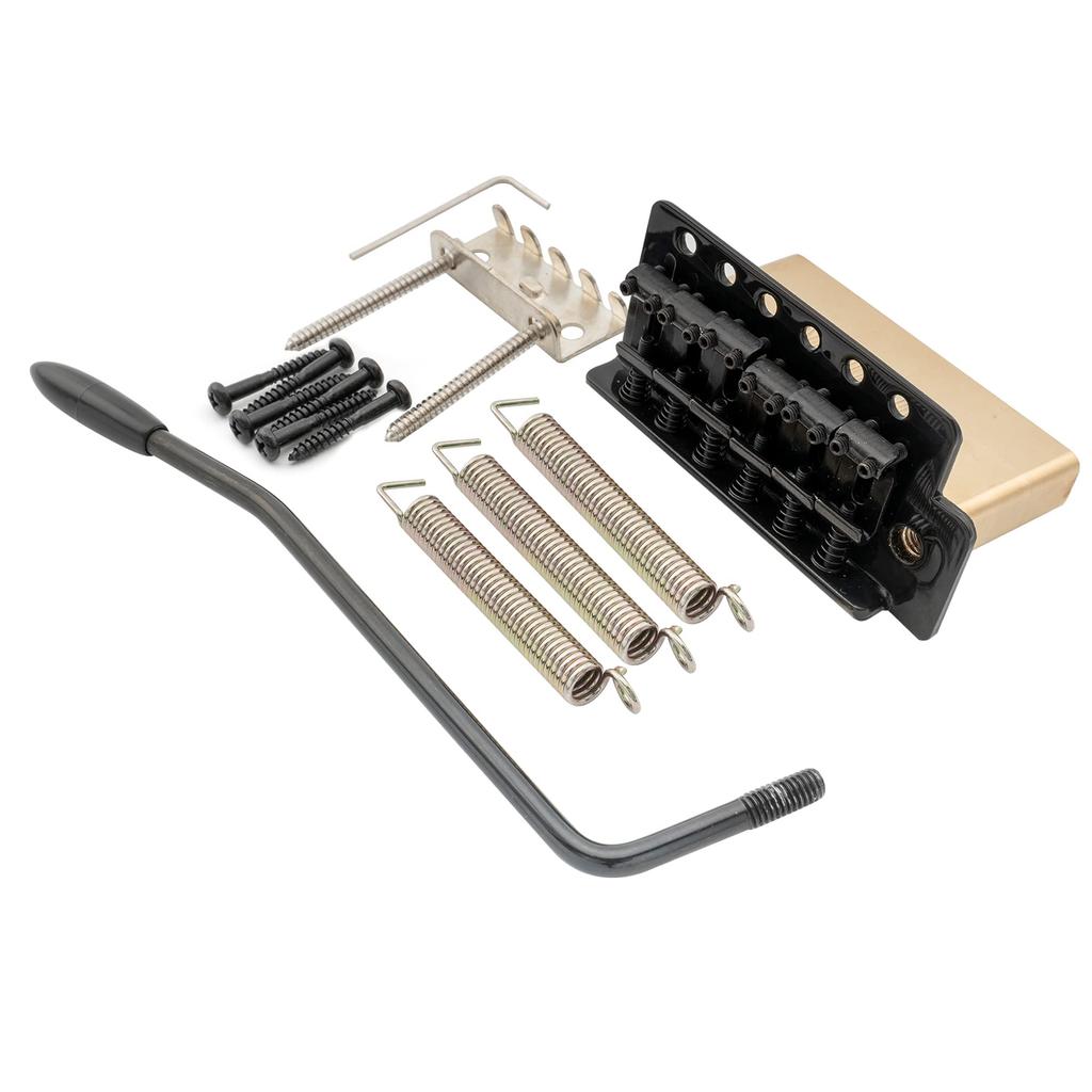 Musiclily Pro 10.5mm Vintage 6-Point Tremolo Unit Bridge with 36mm Solid Brass Block for Squier Stratocaster Electric Guitars, Black