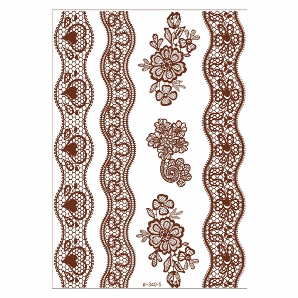 Lace Fake Tattoo Henna Tattoo Stickers Legs Arm Red Henna Tattoo Decals Temporary Tattoo  Girls