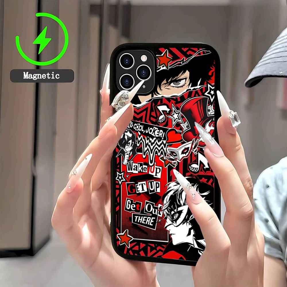 Classic Anime P-Persona 5 Magnetic Phone Case For IPhone 16 15 14 13 12 11 17 Pro Max Plus Wireless Charge Cover